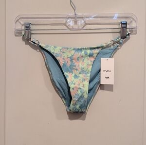 RVCA Field of Dreams French Pastel Floral Bikini Bottoms Blue and Mint Size XS